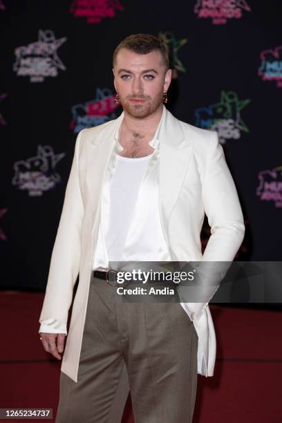 Sam Smith on the red carpet before the 2019 NRJ Music Awards ceremony in Cannes , at the Palais des Festivals convention center on .