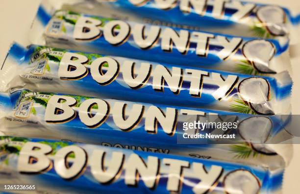 Close up of bounty chocolate bar.