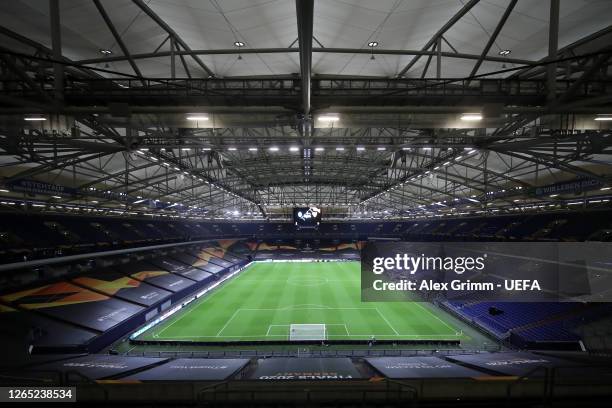 General view inside the stadium prior to the UEFA Europa League Quarter Final between Shakhtar Donetsk and FC Basel at Veltins-Arena on August 11,...