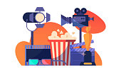 Video or movie production concept. Idea of shooting film,