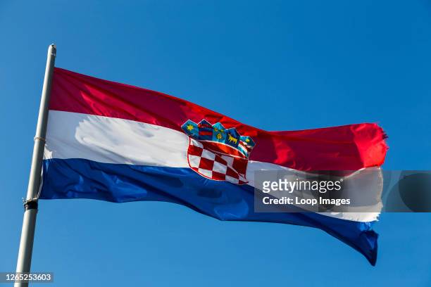 Croatian flag above the Fortica in Hvar.
