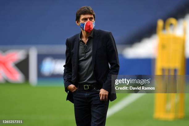 Leonardo Araujo, Sporting Director of PSG looks on prior to the PSG Training Session ahead of the UEFA Champions League Quarter Final match between...