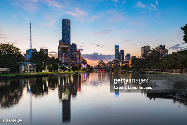 Night lights over Melbourne city.