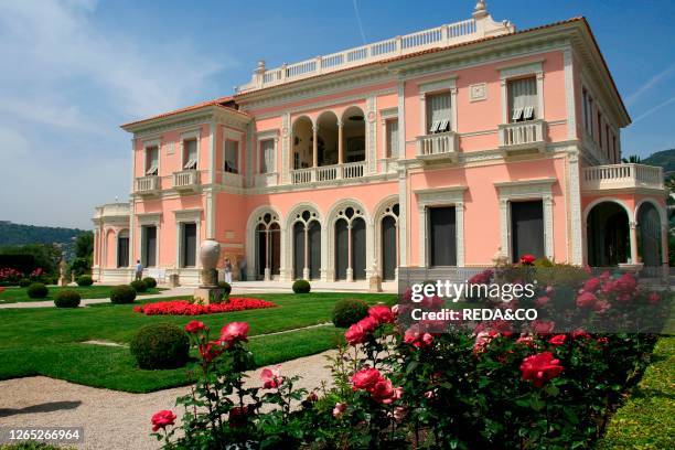 The villa from the French garden. Villa Ephrussi De Rothschild. St. Jean Cap-Ferrat. France.