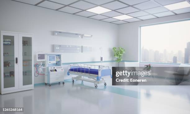 modernes krankenhauszimmer-interieur - krankenstation stock-fotos und bilder