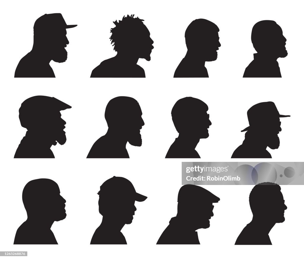 Bärtige Männer Kopf Profile