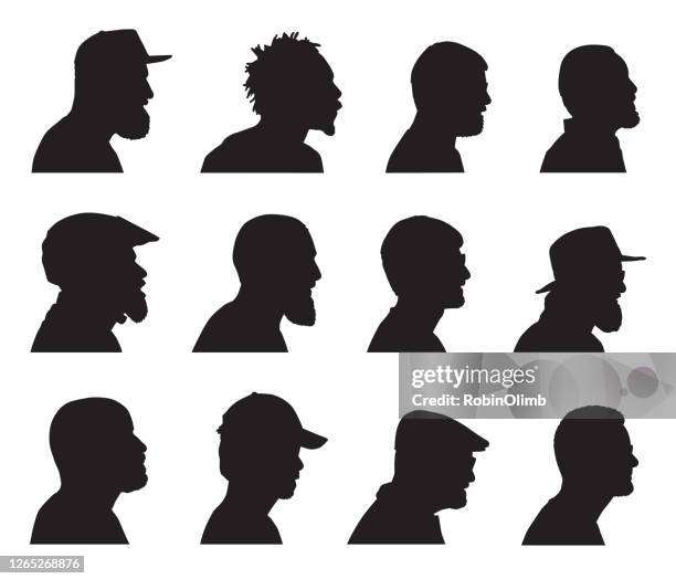 bildbanksillustrationer, clip art samt tecknat material och ikoner med skäggiga män huvudprofiler - keps