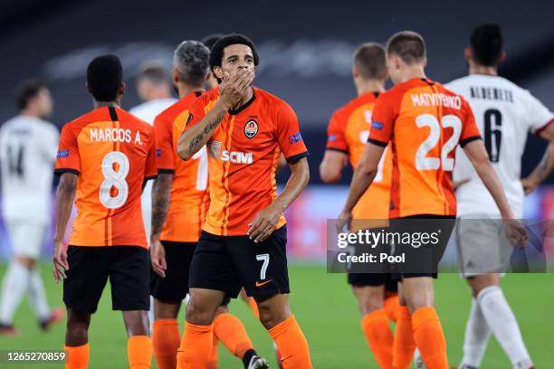 Taison of Shakhtar Donetsk celebrates after scoring his sides second goal during the UEFA Europa League Quarter Final between Shakhtar Donetsk and FC...