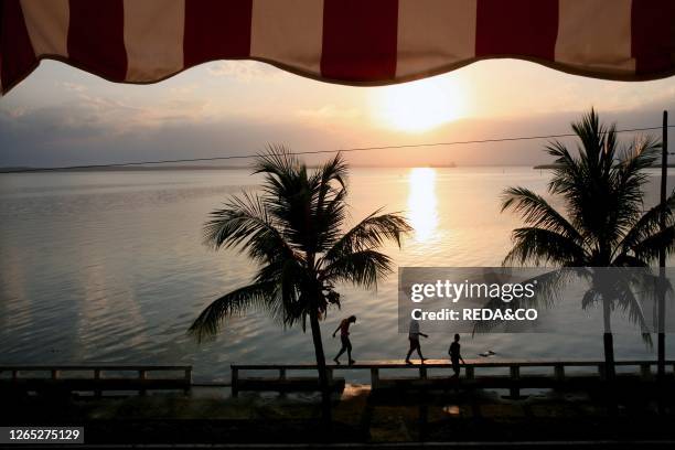 Along Malecon of Punta Gorda. Cienfuegos. Cuba island. West Indies. Central America.