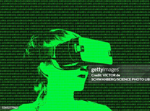 virtual reality, conceptual illustration - binary code stock illustrations