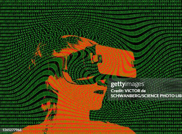 virtual reality, conceptual illustration - virtual library stock illustrations