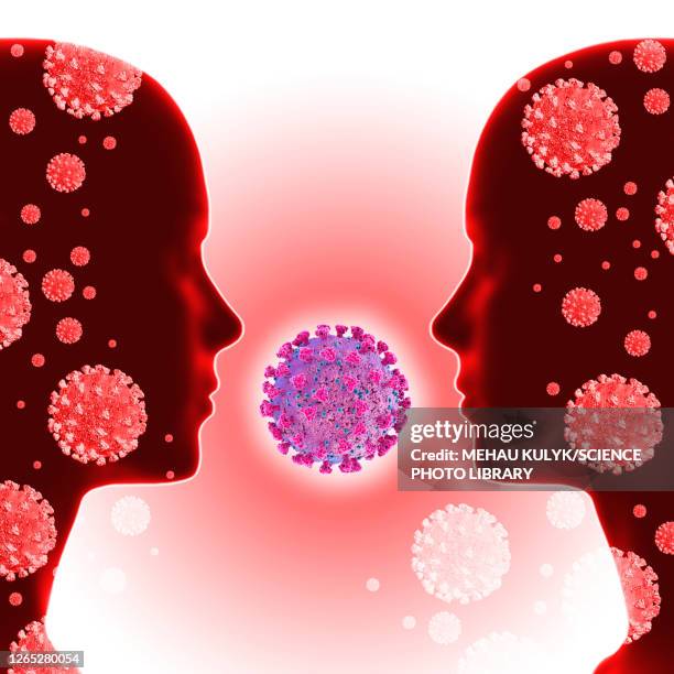 covid-19 transmission, conceptual illustration - pandemic illness stock illustrations