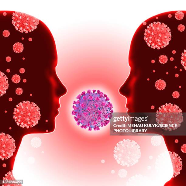 covid-19 transmission, conceptual illustration - pathogen transmission 幅插畫檔、美工圖案、卡通及圖標