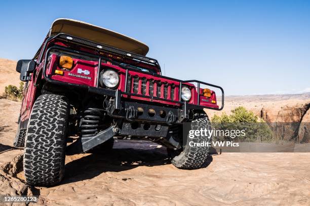 4x4 Hummer tour on the Hell's Revenge Trail in the Sandflats Recreation Area near Moab, Utah.