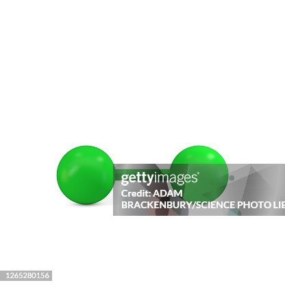 Chlorine molecule, illustration Chlorine molecule, illustration
