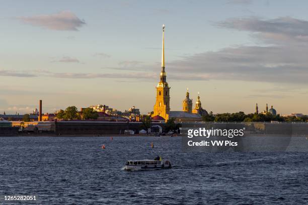 Saints Peter and Paul Cathedral and Neva river in Saint Petersburg.