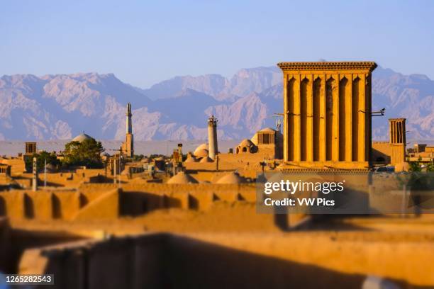 Windtowers or badgirs . Yazd, Iran, Asia.