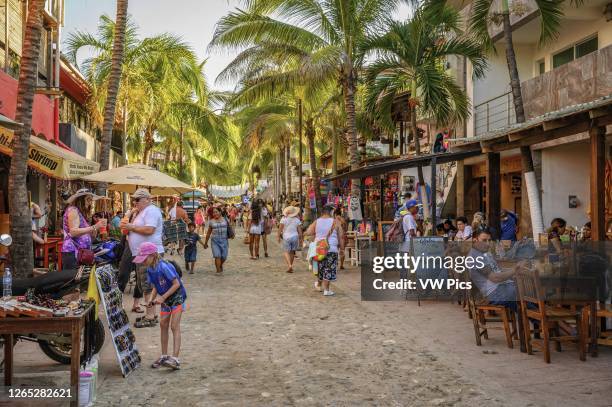 Restaurants and shops in Sayulita, Riviera Nayarit, Mexico.