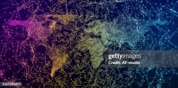 abstract network background - poland map 3d stock illustrations