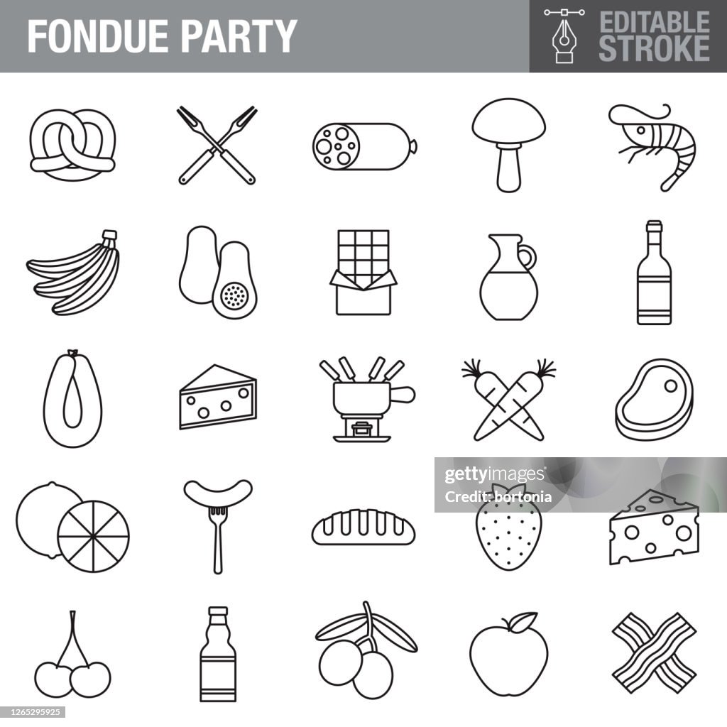 Fondue Editable Stroke Icon Set