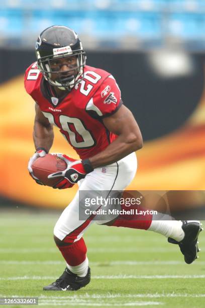 Allen Rossum of the Atlanta Falcons runs with the ball during a NFL football game against the Carolina Panthers on October 2, 2004 at Ericsson...
