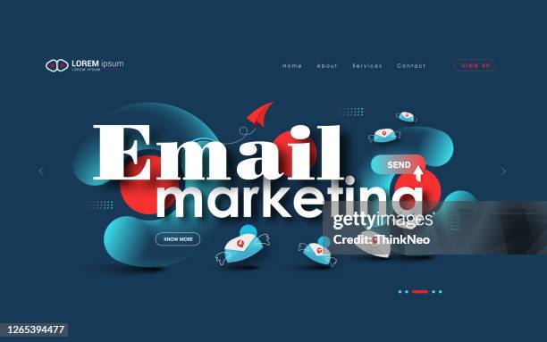 email marketing word on blackboard with flying envelope - electronic dictionary stock illustrations