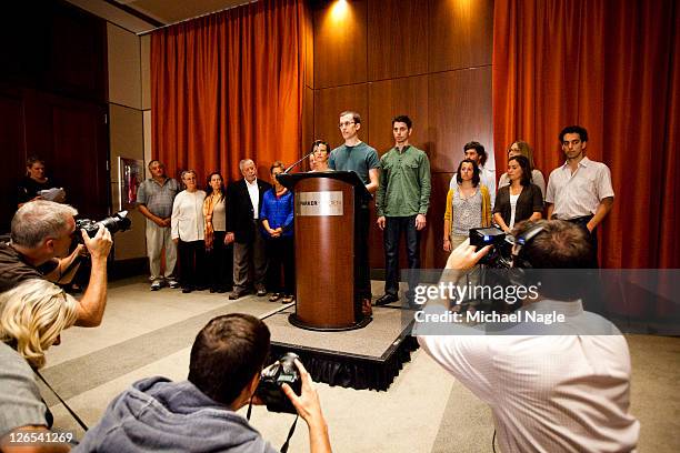 Josh Fattal and Shane Bauer , two American hikers released after spending more than two years imprisoned in Iran, were joined by Sarah Shourd and...