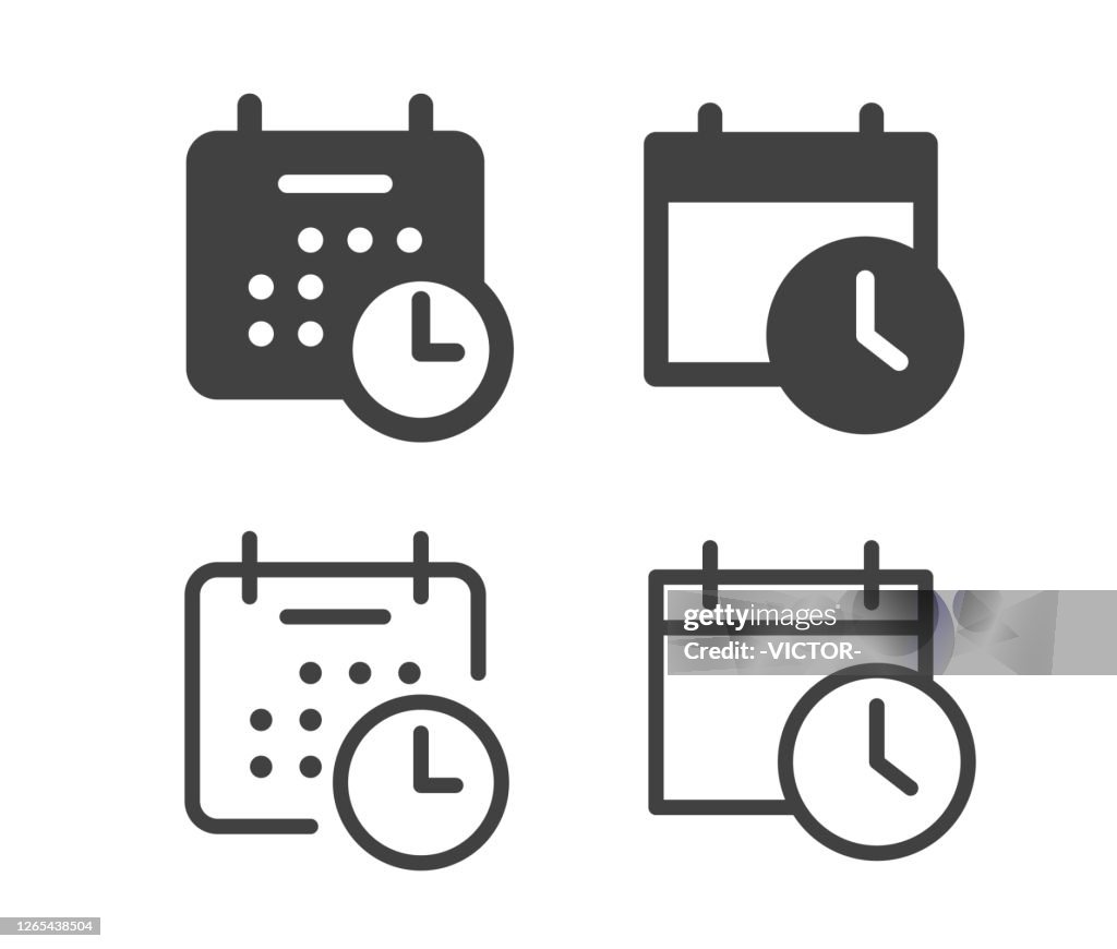 Agenda en tijd - Illustratiepictogrammen