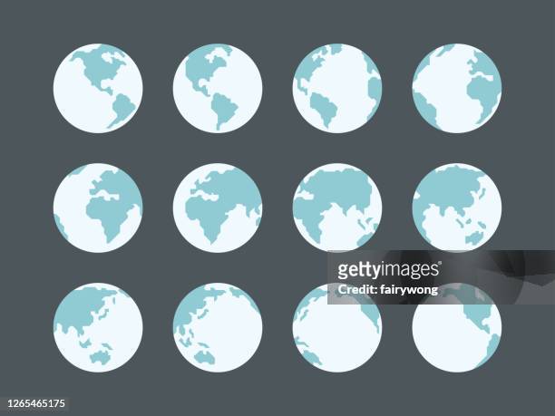 illustrazioni stock, clip art, cartoni animati e icone di tendenza di raccolta di icone globes - europa continente