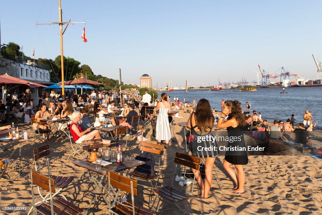 Elbe Beach In Hamburg During The Coronavirus Crisis