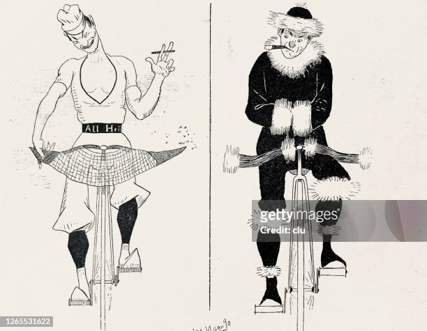 bicycle ideas in summer (mosquito nets) and in winter (fur protectors) - netting stock illustrations