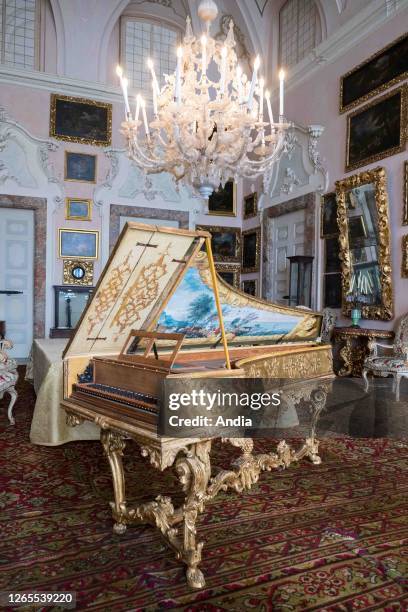 Italy, Lombardy, Lake Maggiore: interior of one of the Borromeo Palaces rooms on Isola Bella, one of the Borromean Islands.
