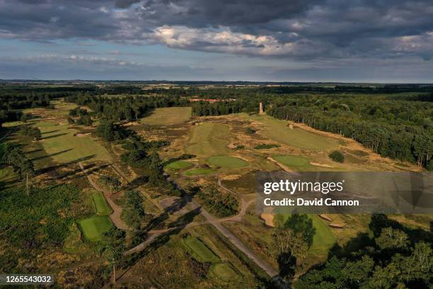 An aerial view of the par 5 sixth hole the par 3, fifth hole the par 4, fourth hole and the par four third and second holes on The Hotchkin Course at...