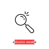minimal editable stroke magnifying glass icon