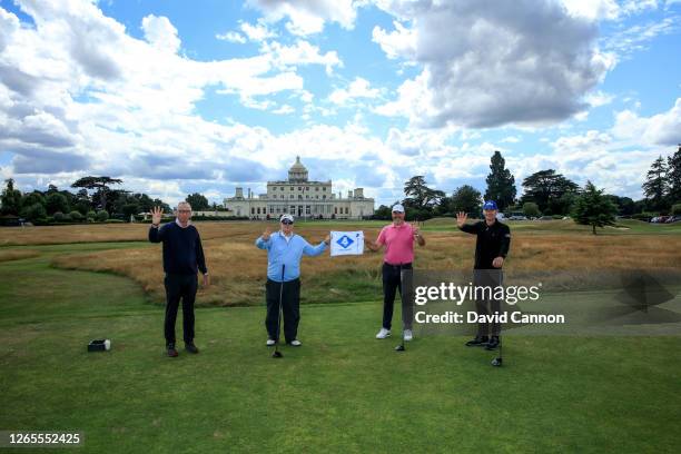 Nick Edmund the founder of GlobalGolf4Cancer Stuart Collier the General Manager of Golf at Stoke Park, Jermey Dale and David Cannon pose oin front of...