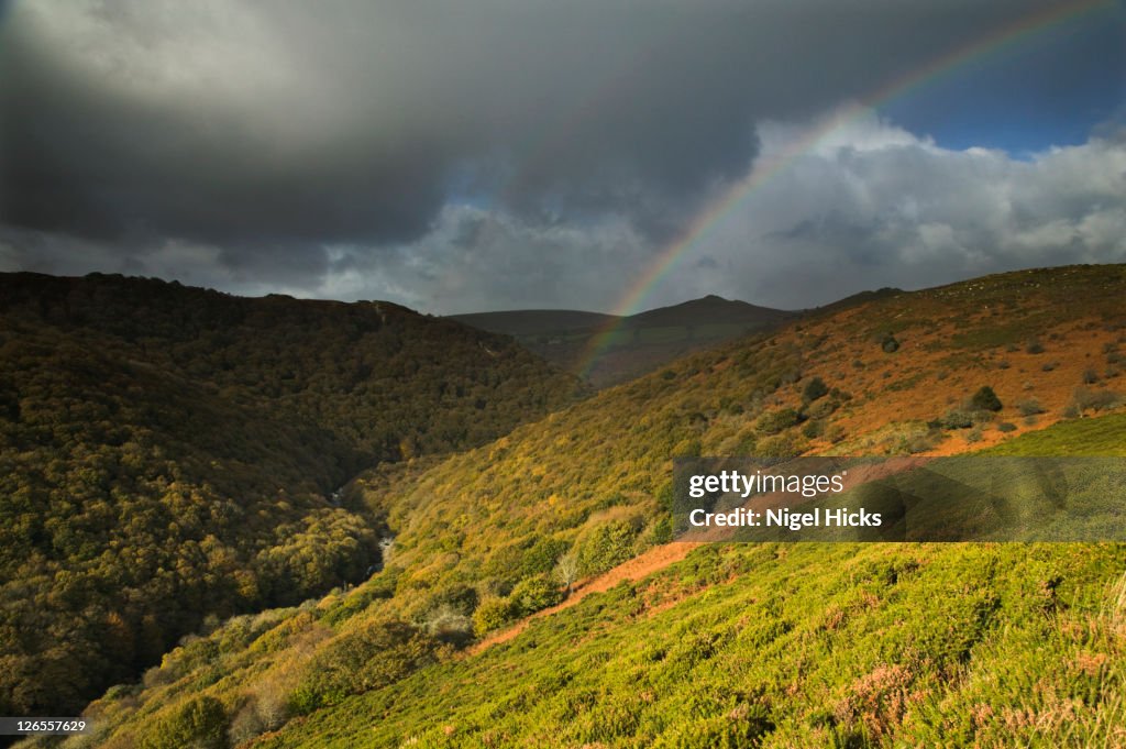 View of the Dart Valley from Dr Blackall's Drive, nr Poundsgate, Dartmoor National Park, Devon, Great Britain.