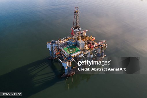 An offshore drilling platform seen from above, Cromarty Firth, Scotland, United Kingdom An offshore drilling platform seen from above, Cromarty Firth, Scotland, United Kingdom