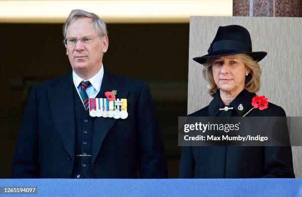 Prince Richard, Duke of Gloucester and Birgitte, Duchess of Gloucester attend the annual Remembrance Sunday service at The Cenotaph on November 11,...