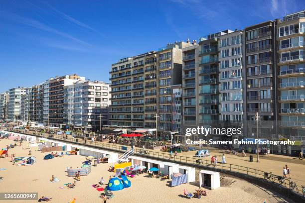 middelkerke beach and facade building from a ferris wheel - flanders belgium stock pictures, royalty-free photos & images