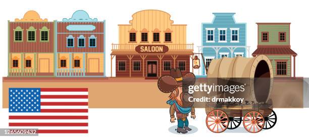 wild west - wild west wagon stock illustrations