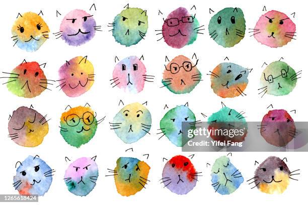 illustration of abstract multi-coloured cats - cartoon animals stock-fotos und bilder