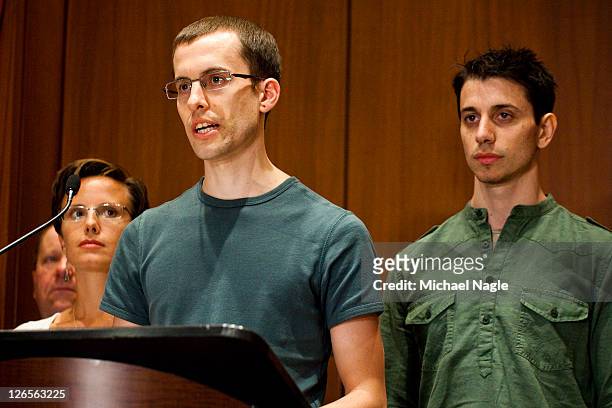 Shane Bauer and Josh Fattal , two American hikers released after spending more than two years imprisoned in Iran, were joined by Sarah Shourd in...