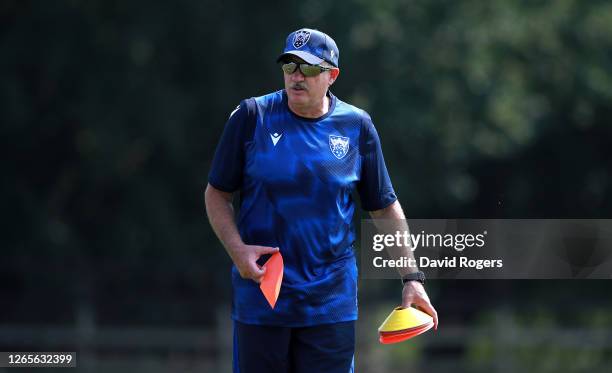 Chris Boyd, the Northampton Saints director of rugby looks on during the Northampton Saints training session held at Franklin's Gardens on August 12,...