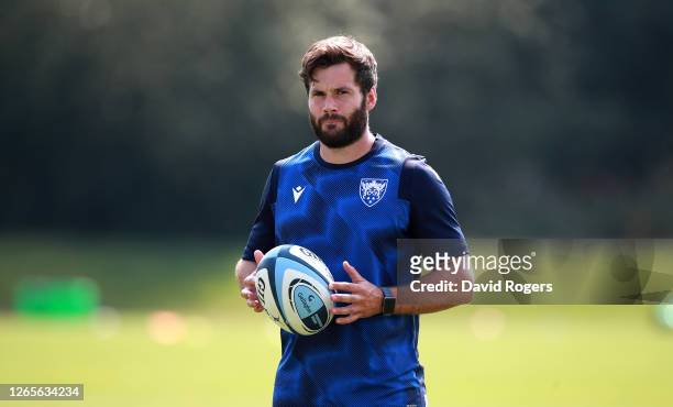 Ian Vass, the Northampton Saints defence coach lduring the Northampton Saints training session held at Franklin's Gardens on August 12, 2020 in...