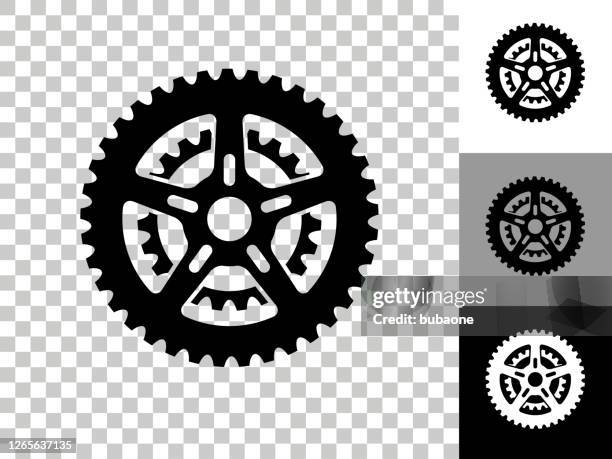 bike gear icon auf checkerboard transparenter hintergrund - kettenwechsler stock-grafiken, -clipart, -cartoons und -symbole