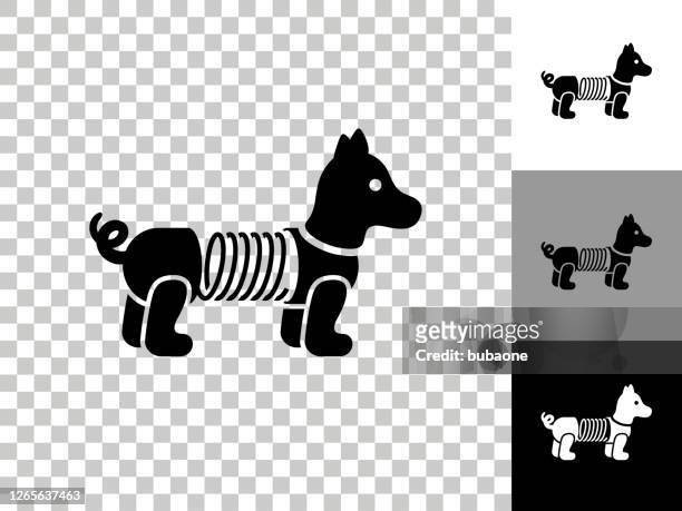 slinky dog toy icon on checkerboard transparent background - slinky stock illustrations