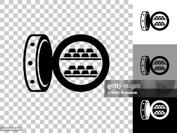 bank's vault icon on checkerboard transparent background - vault stock illustrations