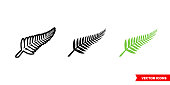 New zealand symbols icon of 3 types color, black and white, outline. Isolated vector sign symbol