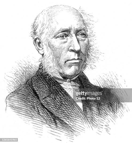 John Phillips British geologist, nephew of the geologist William Smith . From "Life of Sir Roderick I. Murchison" by Archibald Geikie . Engraving.
