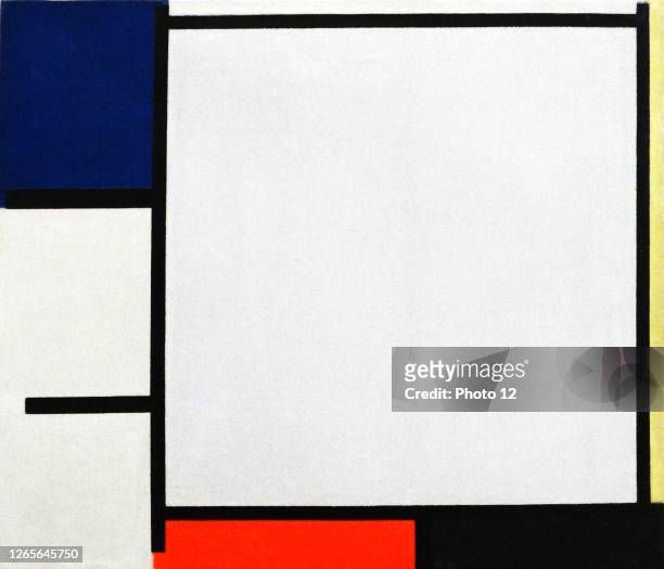 Composition with Blue, Yellow, Red, Black and Gray by Piet Mondrian a Dutch painter. Oil on canvas . He was an important contributor to the De Stijl...